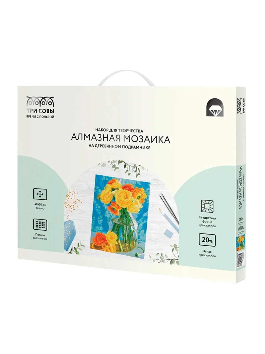 Алмазная мозаика ТРИ СОВЫ "Желтый букет", 40х50 см, холст на деревянном подрамнике