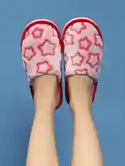 Тапочки домашние женские, звезды бордовые