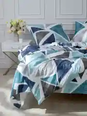 Голубой комплект постельного белья Вселенная текстиля, 4770, 2-x спальный с простыней Евро