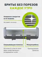 Бритва мужская, станок для бритья, 6 лезвий и триммер