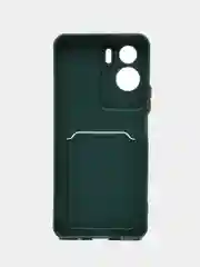 Тёмно-зелёный чехол для Honor 90 Lite (Хонор 90 лайт), с карманом для карт