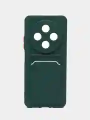 Тёмно-зелёный чехол для Xiaomi Redmi 14C 4G/ Poco C75 4G (Сяоми Редми 14С/Поко С75), с карманом для карт