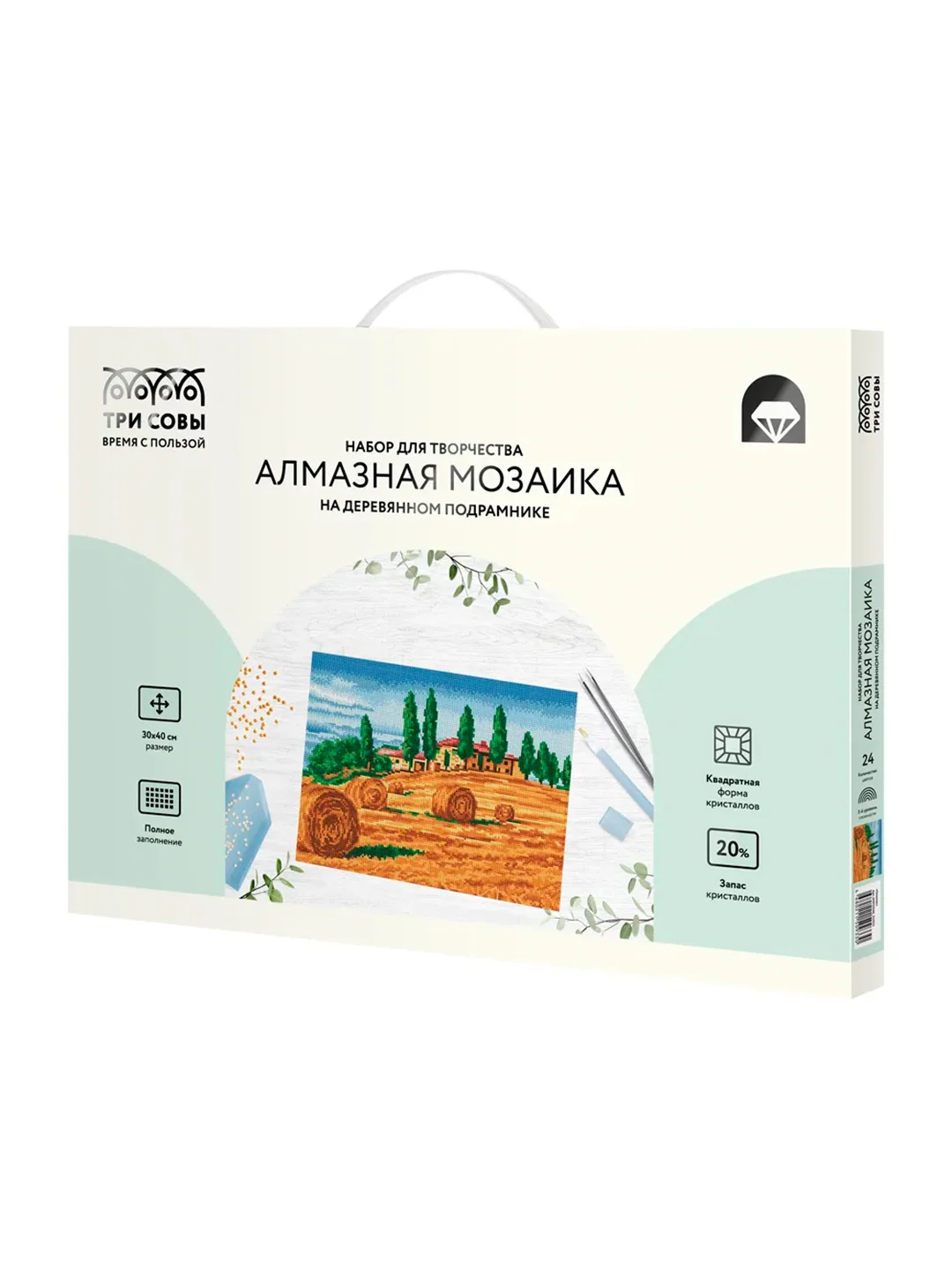 Алмазная мозаика ТРИ СОВЫ "Сенокос", 30х40 см, холст на деревянном подрамнике