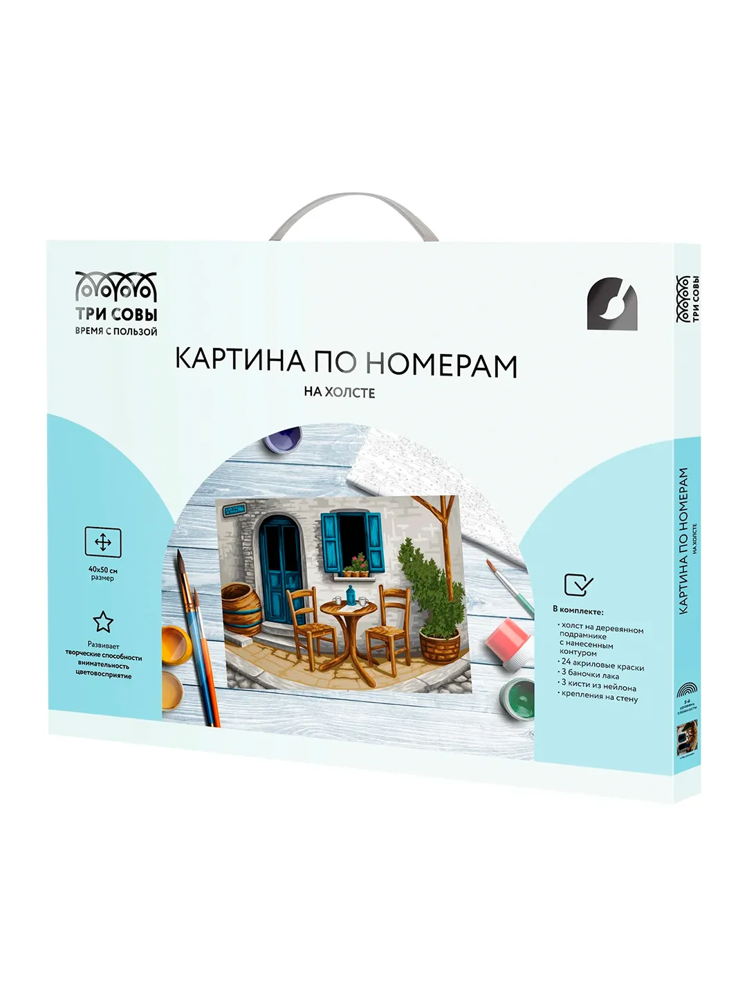 Картина по номерам на холсте ТРИ СОВЫ "На улочке", 40х50, с акриловыми красками и кистями