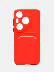 Красный чехол для Huawei Pura 70 Pro /70 Pro Plus (Хуавей пура 70 про плюс +), с карманом для карт
