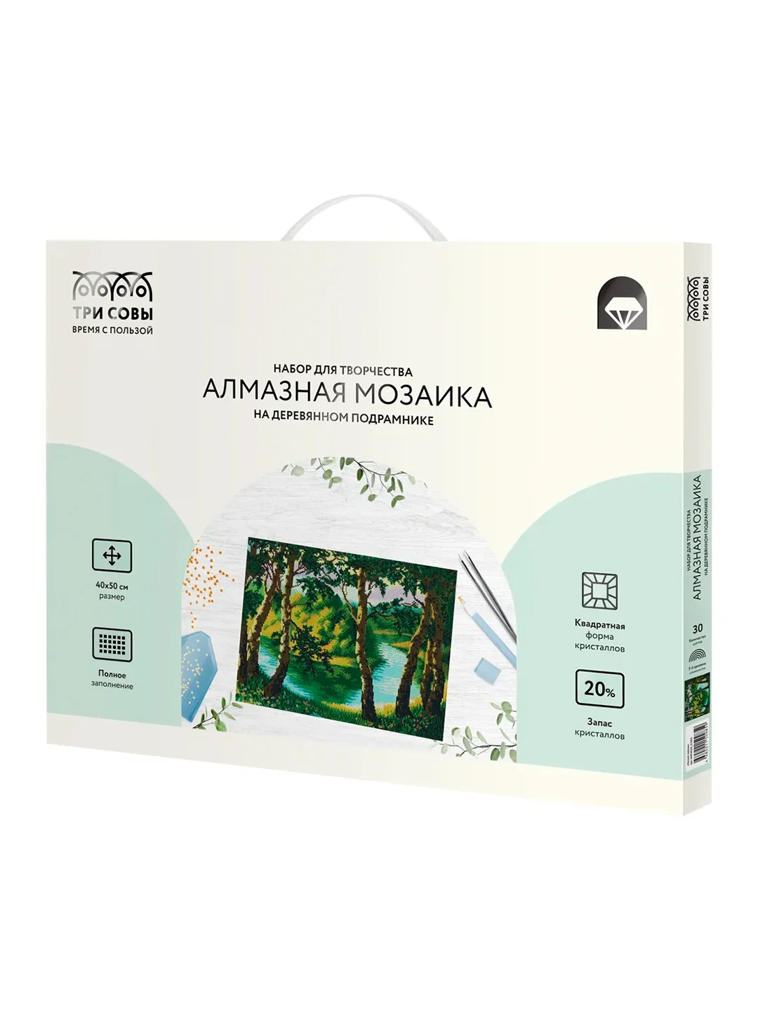 Алмазная мозаика ТРИ СОВЫ "Летний пейзаж", 40х50 см, холст на деревянном подрамнике