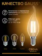 Лампочка светодиодная E14 Свеча на ветру 13W теплый 2700К УПАКОВКА 10 шт. Gauss Filament