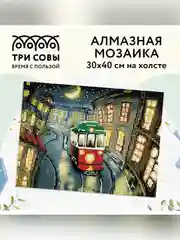 Алмазная мозаика ТРИ СОВЫ "Трамвай", 30х40 см, холст