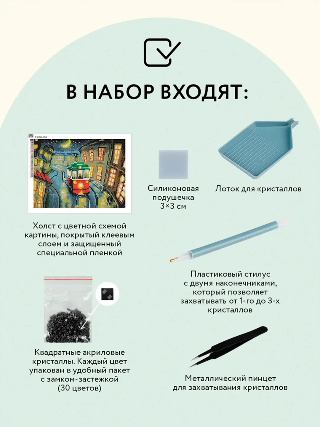 Алмазная мозаика ТРИ СОВЫ "Трамвай", 30х40 см, холст