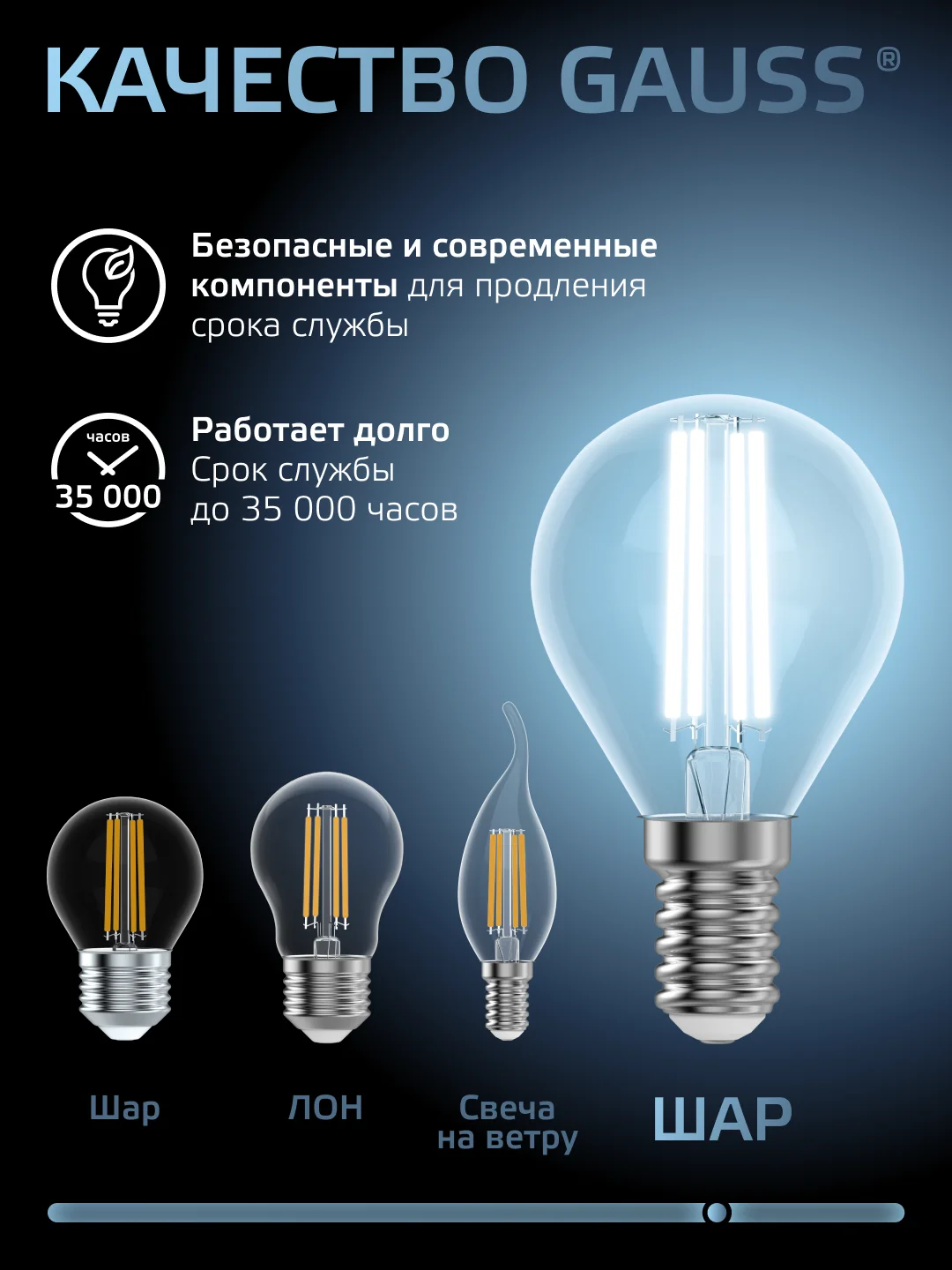 Лампочка светодиодная Е14 Шар 11W нейтральный белый 4100К УПАКОВКА 10 шт. Gauss Filament