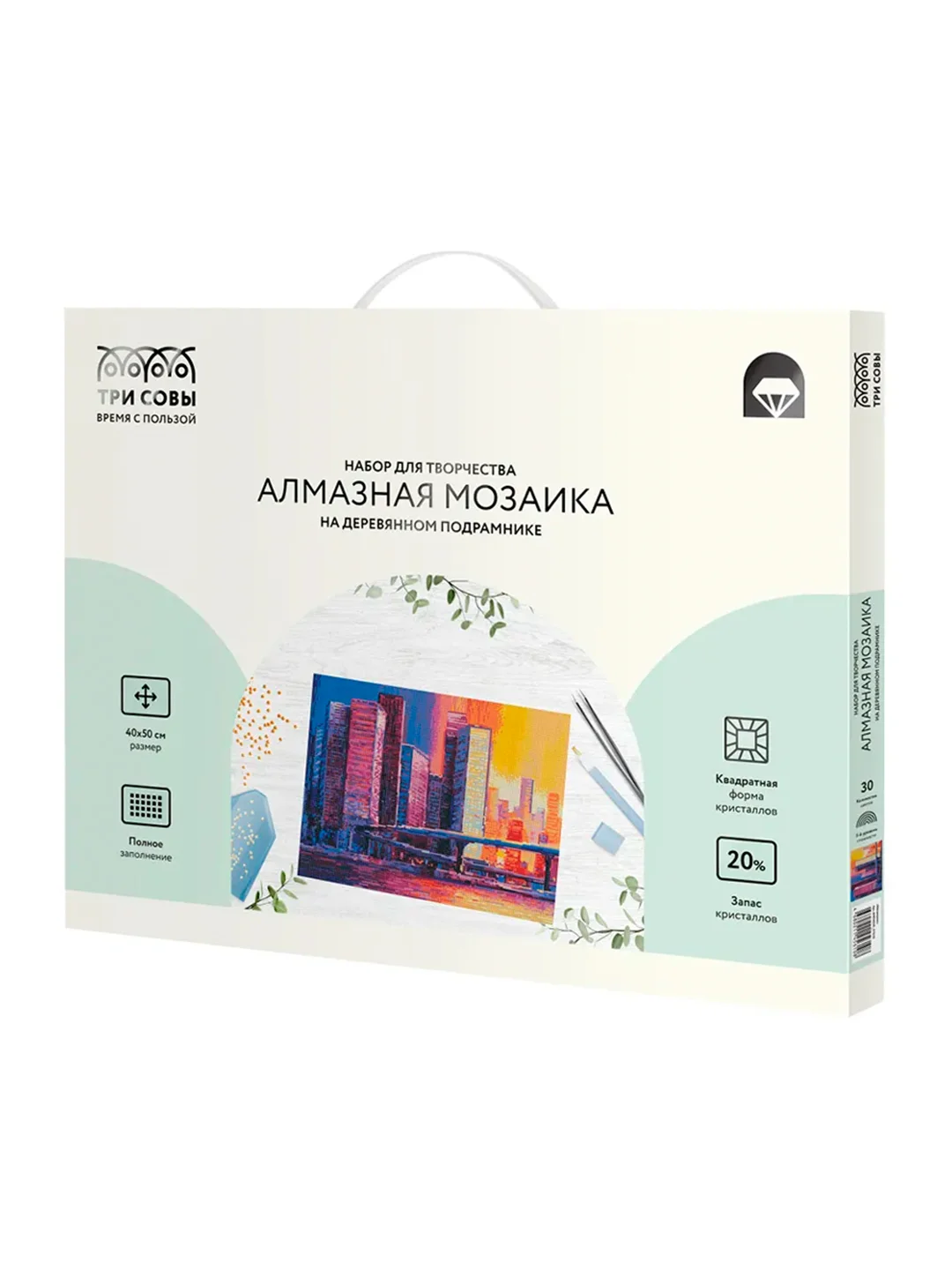Алмазная мозаика ТРИ СОВЫ "Мегаполис", 40х50 см, холст на деревянном подрамнике