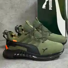 Зеленый кроссовки утепленные мужские осень зима весна с логотипом PUMA, повседневной носки