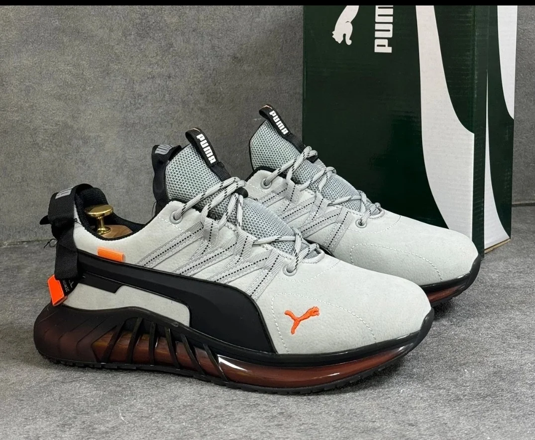 Серый кроссовки утепленные мужские осень зима весна с логотипом PUMA, повседневной носки