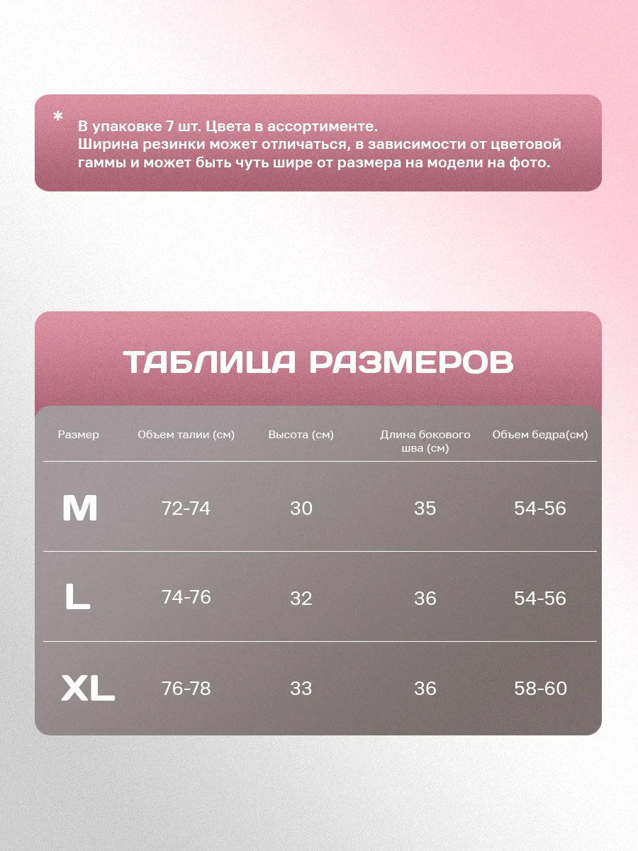 Трусы женские, набор 7 штук, неделька, большие размеры
