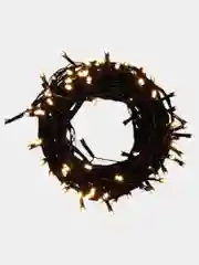 Черный гирлянда Нить 10 м, IP20, 100 LED, свечение тёплое белое, 8 режимов, 220 В