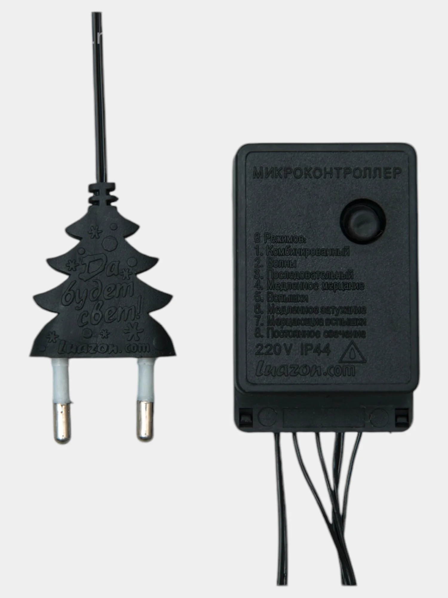 Черный гирлянда Нить 10 м, IP20, 100 LED, свечение тёплое белое, 8 режимов, 220 В