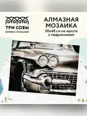 Алмазная мозаика ТРИ СОВЫ "Винтажный автомобиль", 30х40 см, холст на деревянном подрамнике