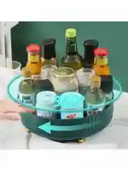 Зеленый органайзер / Вращающийся поднос для специй крутящийся / органайзер для косметики