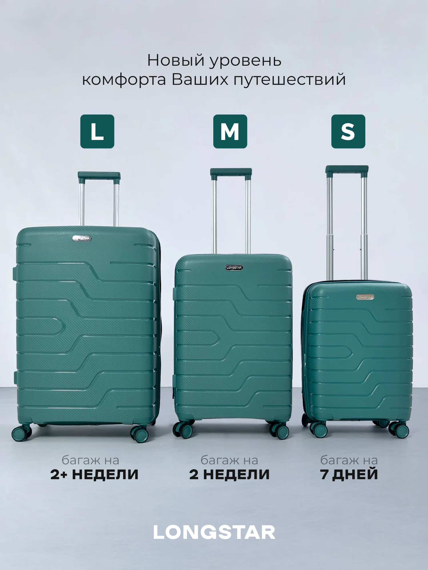 Бирюзовый чемодан на колесах, ударопрочный, облегченный из 100% полипропилена, с кодовым замком