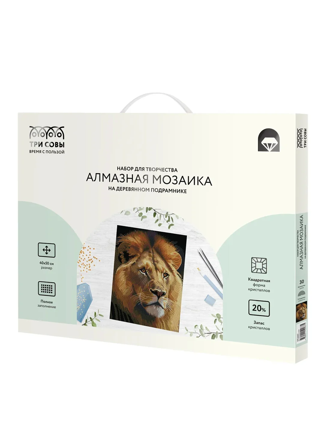 Алмазная мозаика ТРИ СОВЫ "Царь зверей", 40х50 см, холст на деревянном подрамнике
