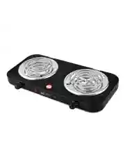 Серый металлик плитка электрическая настольная HOME ELEMENT HE-HP720B, 2 конфорки, d14, черный