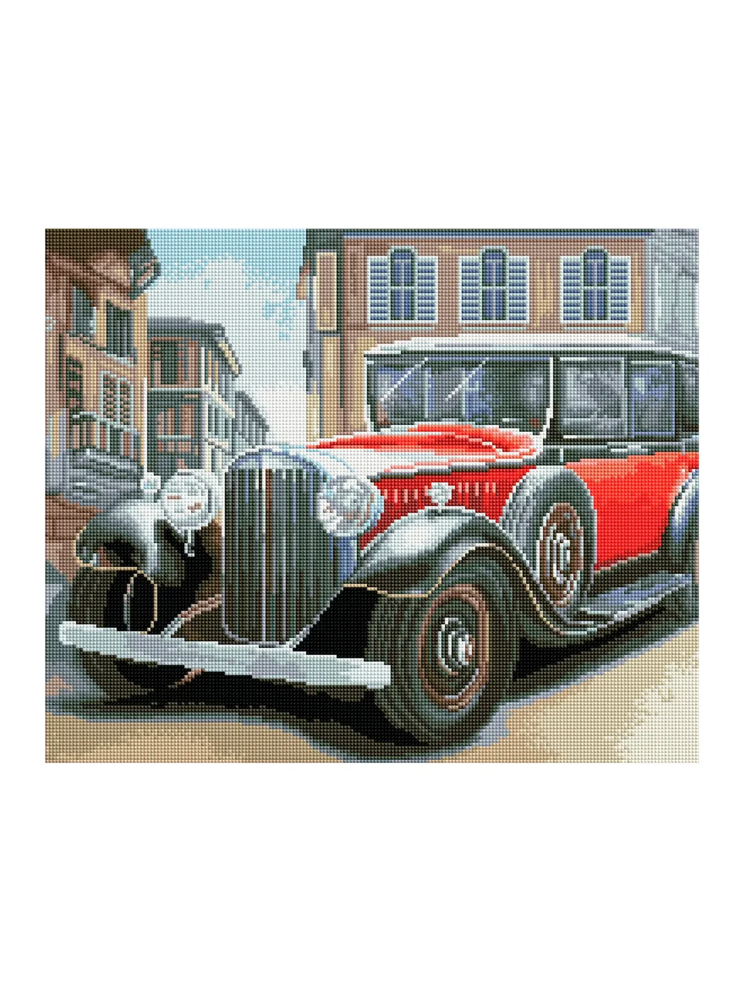 Алмазная мозаика Три совы "Ретроавтомобиль", холст, 40х50 см