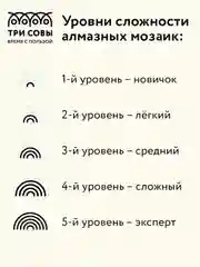 Алмазная мозаика Три совы "Пионы", холст, картонная коробка с пластиковой ручкой, 50х70 см