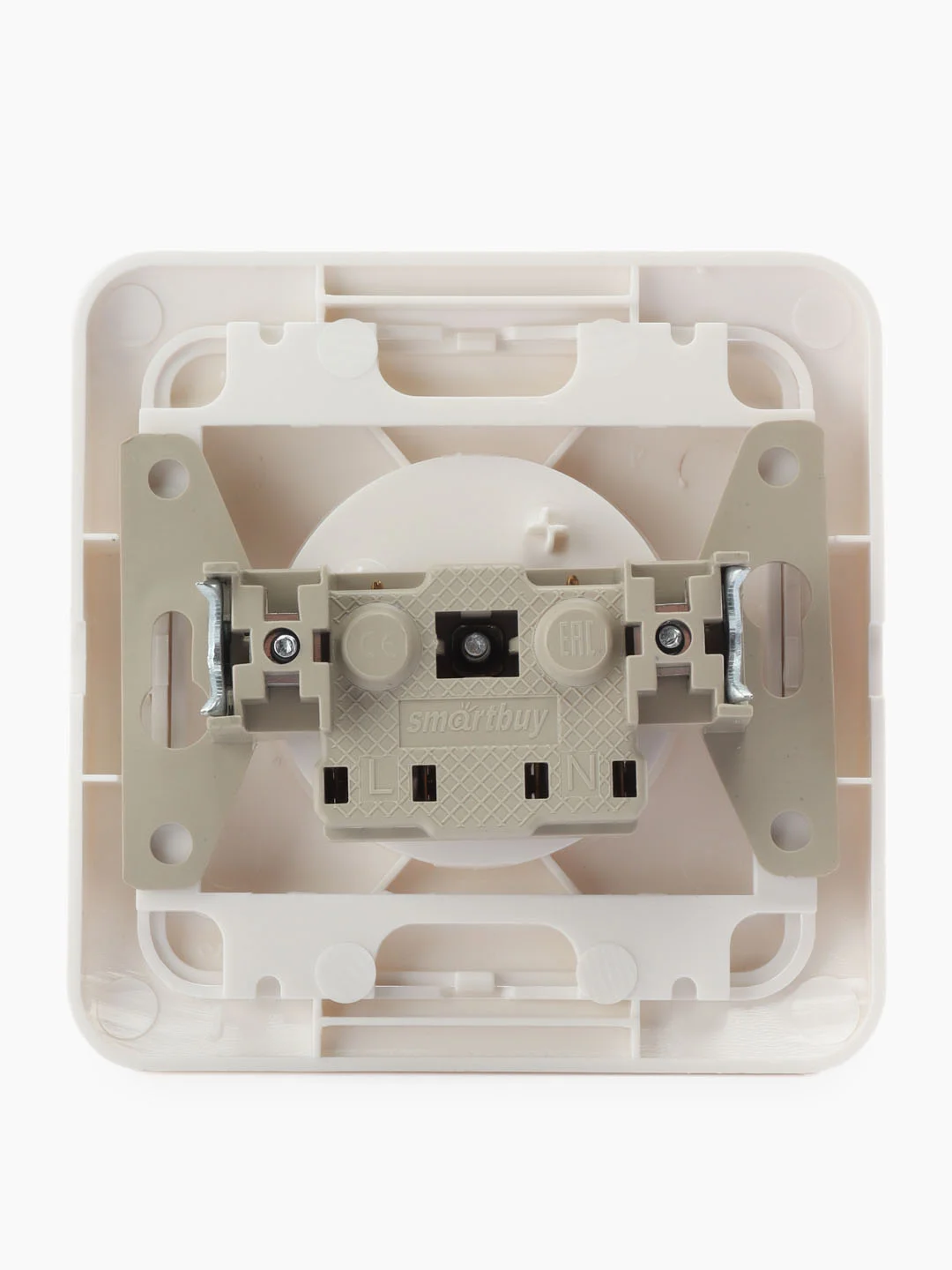 Розетка Smartbuy SBE-02w-10-S1-N, 1 гнездо, 10A, без заземления, белая