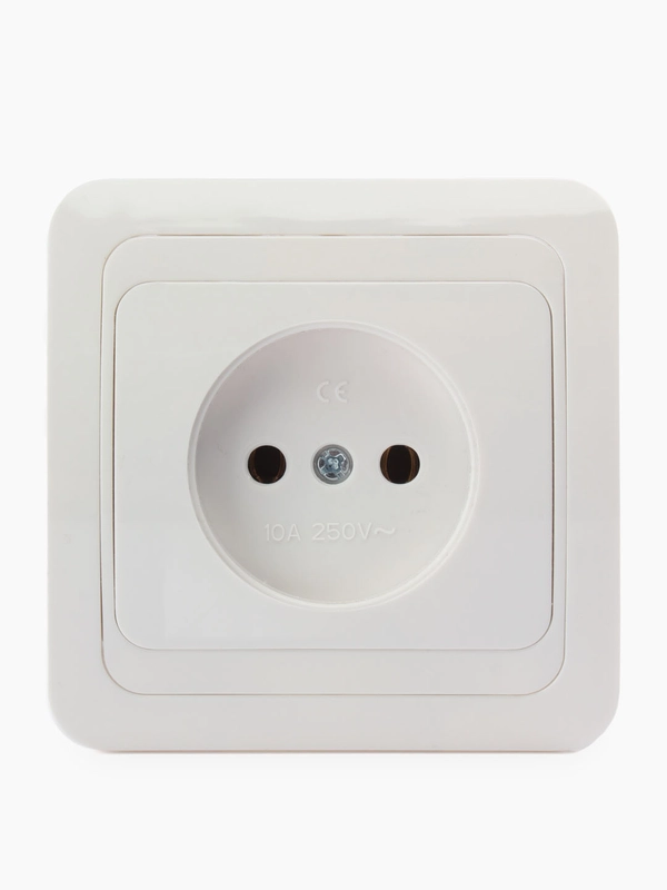 Розетка Smartbuy SBE-02w-10-S1-N, 1 гнездо, 10A, без заземления, белая