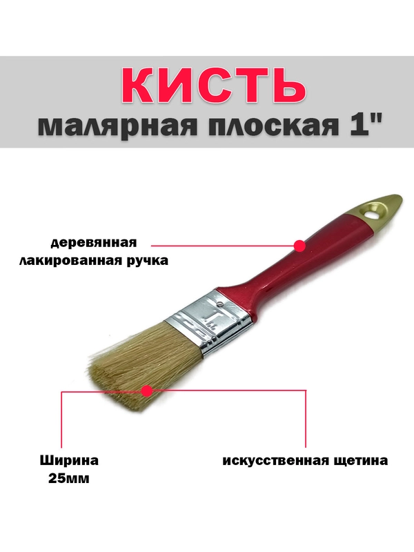 Кисть малярная плоская, 25 мм - 100 мм, искусственная щетина