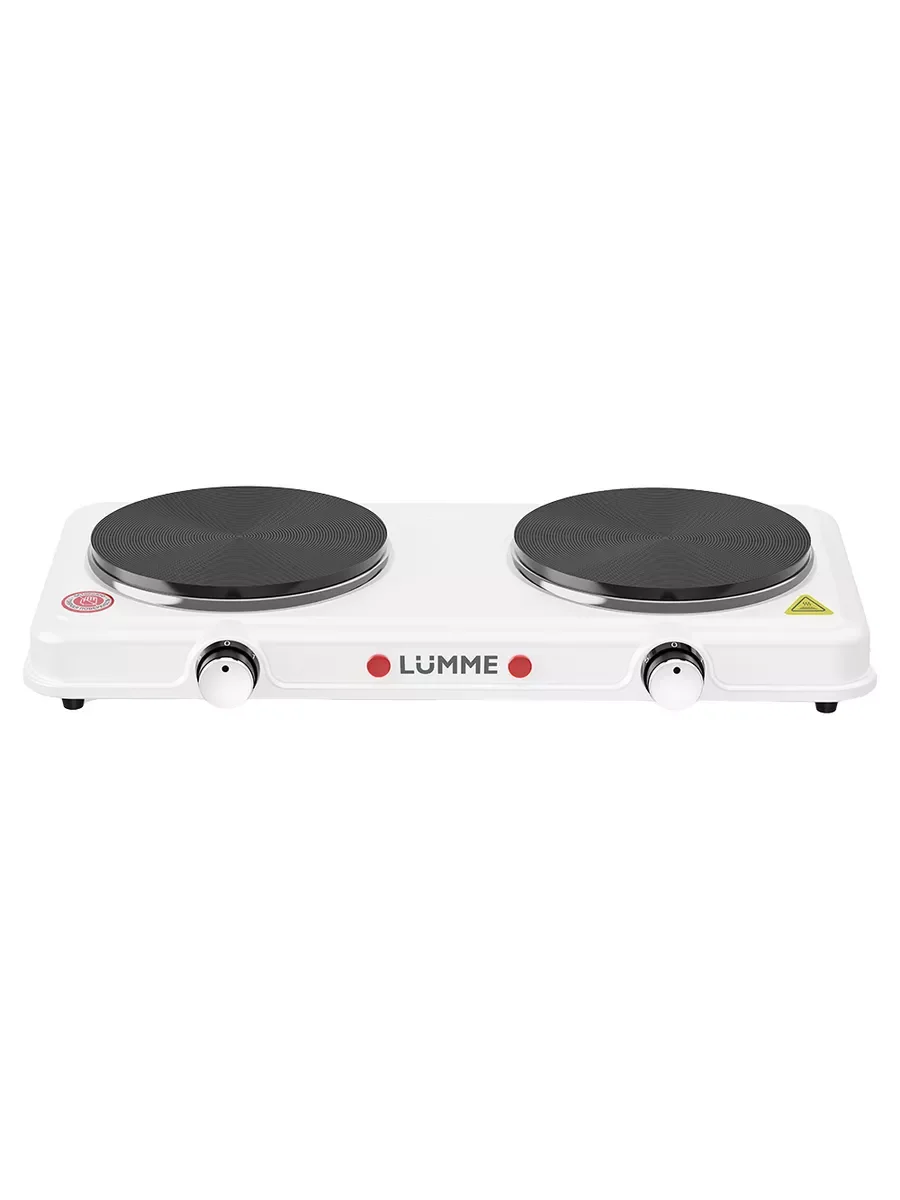 Белый электрическая плитка LUMME LU-HP3706A 2400W, 2 конфорки - чугун, диаметр - 15,5 см., белый