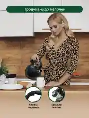 Черный чайник со свистком MARTA MT-3096 3,4 л, нержавеющая сталь, черный матовый