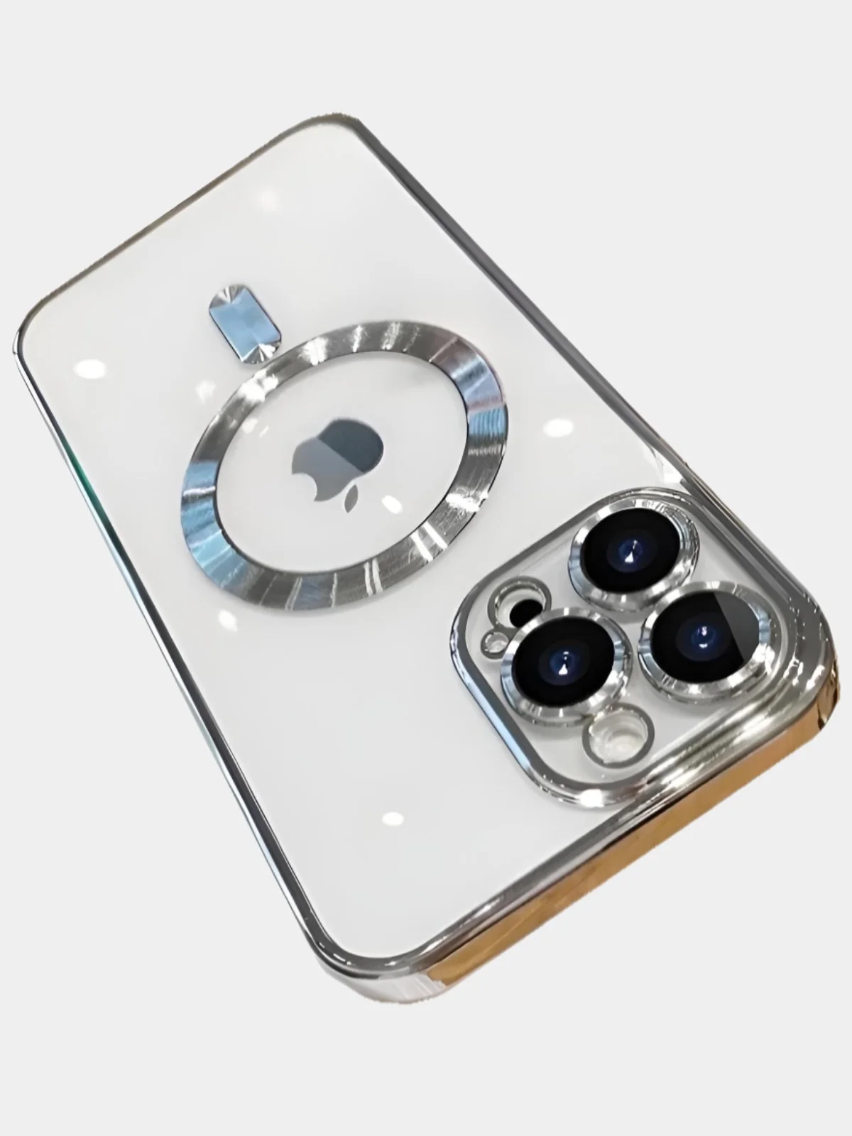 Серебряный чехол MagSafe (Магсейф) силиконовый для iPhone 11, 12, 13, 14, 15, X/XS, XR, Pro, Pro Max, Plus