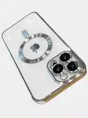 Серебряный чехол MagSafe (Магсейф) силиконовый для iPhone 11, 12, 13, 14, 15, X/XS, XR, Pro, Pro Max, Plus