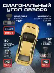 Видеорегистратор автомобильный Full HD камера салона и заднего вида+флешка 32 Гб