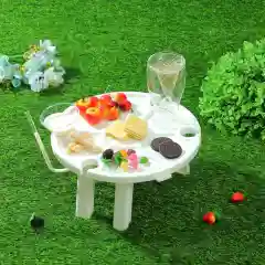 Белый столик винный, пластиковый, поднос, менажница, 30*30*14 см, раскладной, сервировочный