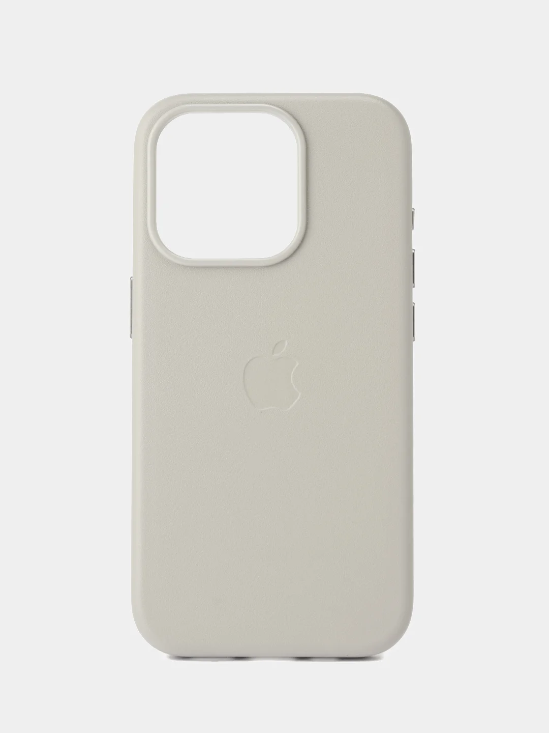 Серый металлик кожаный чехол Leather Case для iPhone 15 Pro с функцией MagSafe