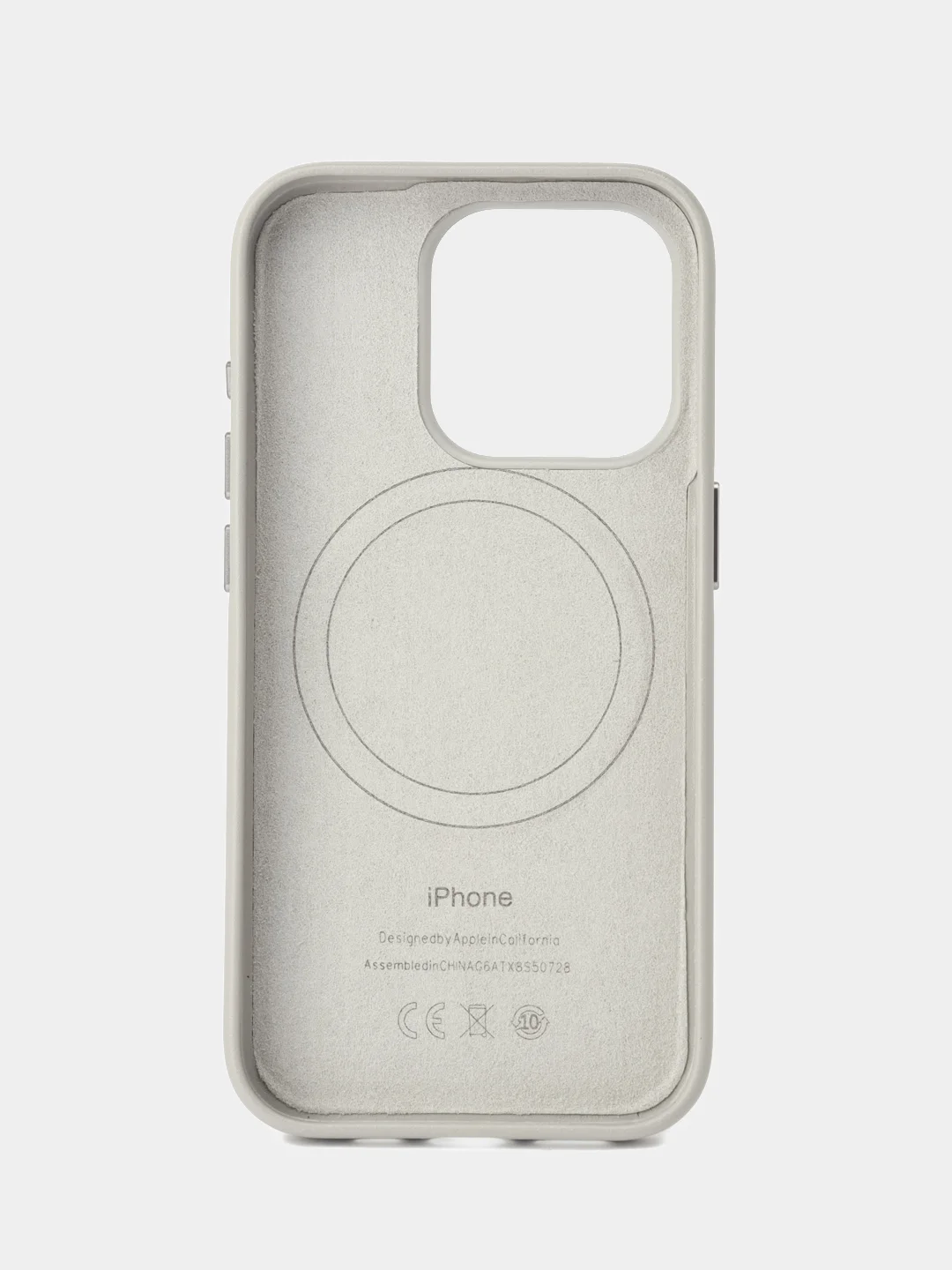 Серый металлик кожаный чехол Leather Case для iPhone 15 Pro с функцией MagSafe