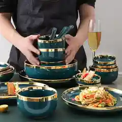 Белый набор керамической посуды для кухни декоративный, сервиз столовый
