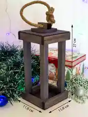 Темно-синий фонарь деревянный декоративный