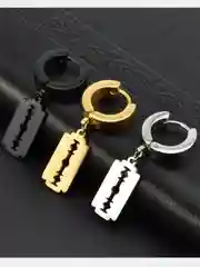 Серьги, сережки, серьга из стали с подвеской "Лезвие", унисекс