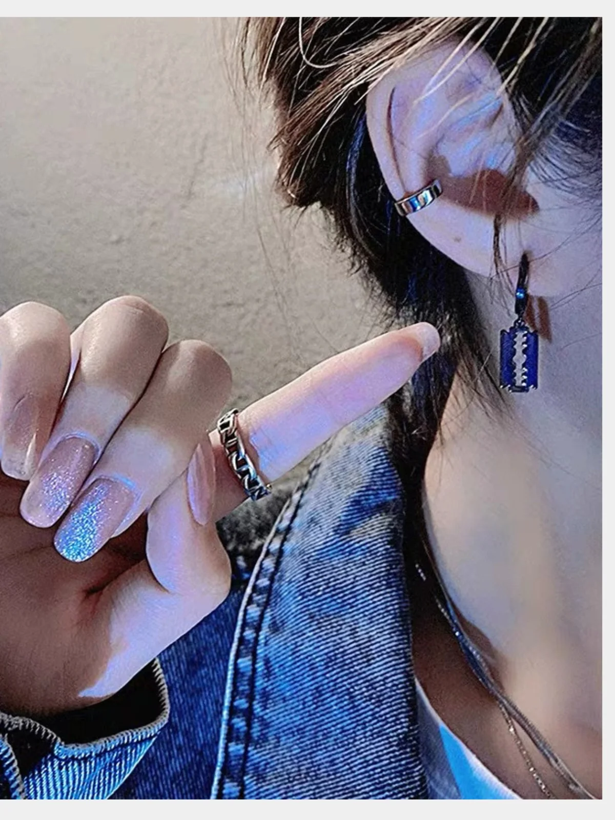 Серьги, сережки, серьга из стали с подвеской "Лезвие", унисекс