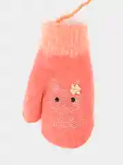 Коралловый варежки для девочки утепленные, варежки с завязками