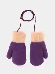 Фиолетовый варежки для девочки утепленные, варежки с завязками