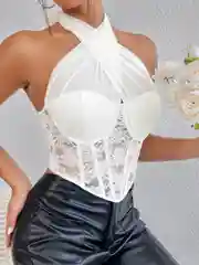 Белый топ корсет вечерний