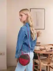 Багровый женская круглая сумка, через плечо