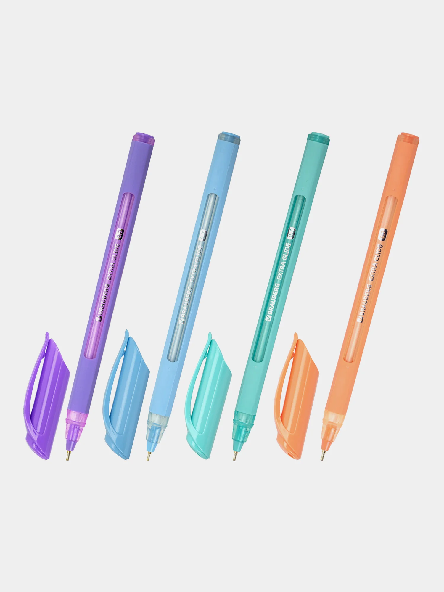 Ручки шариковые синие Brauberg Pastel, 881018, набор 12 штук тонкие для школы с грипом