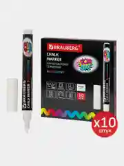 Маркеры меловые Brauberg Pop-art, 880740, фломастеры белые стираемые для доски набор 10 шт