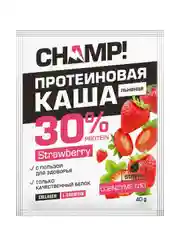 Каша Леовит Champ Клубничная, протеиновая, льняная, с коэнзимом Q10, 10 пакетов по 40 г