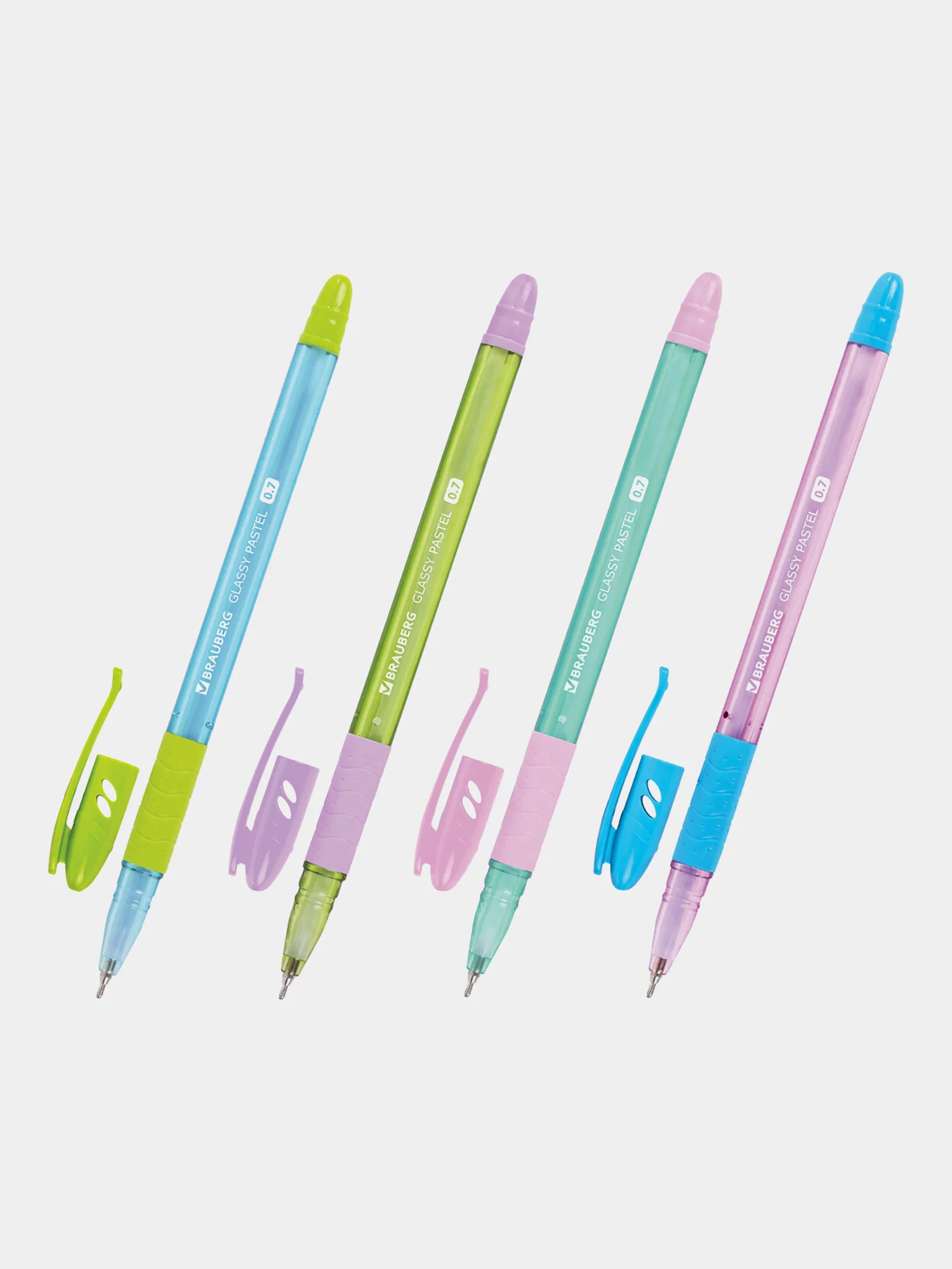 Ручки шариковые синие Brauberg Pastel, 881015, набор 12 штук тонкие для школы, 0,35 мм